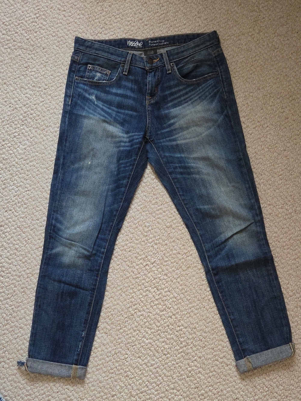 Dark Blue Women's Jeans - Boyfriend Crop